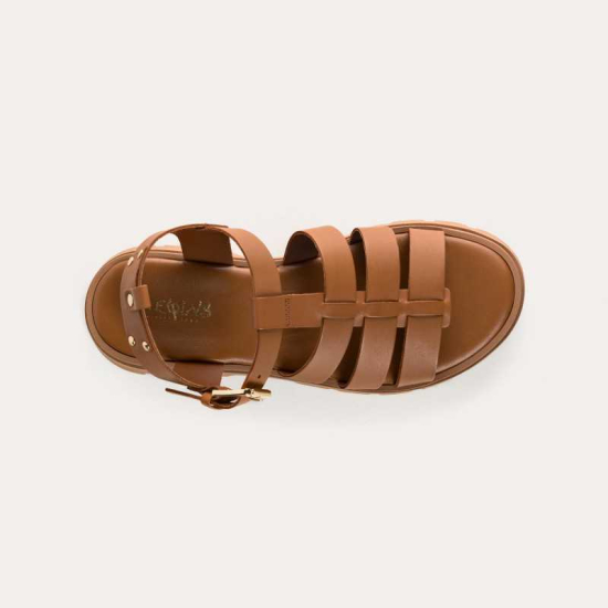 SANDALES REQINS LOUXOR CUIR COGNAC